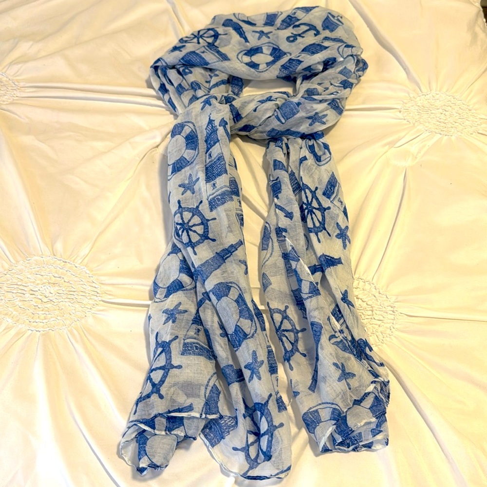 Beach Shawl or Nautical Style Scarf or Summer Beach Cover Up